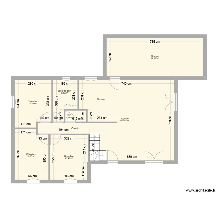 ABADIE (Parents) RDC. Plan de 7 pièces et 107 m2