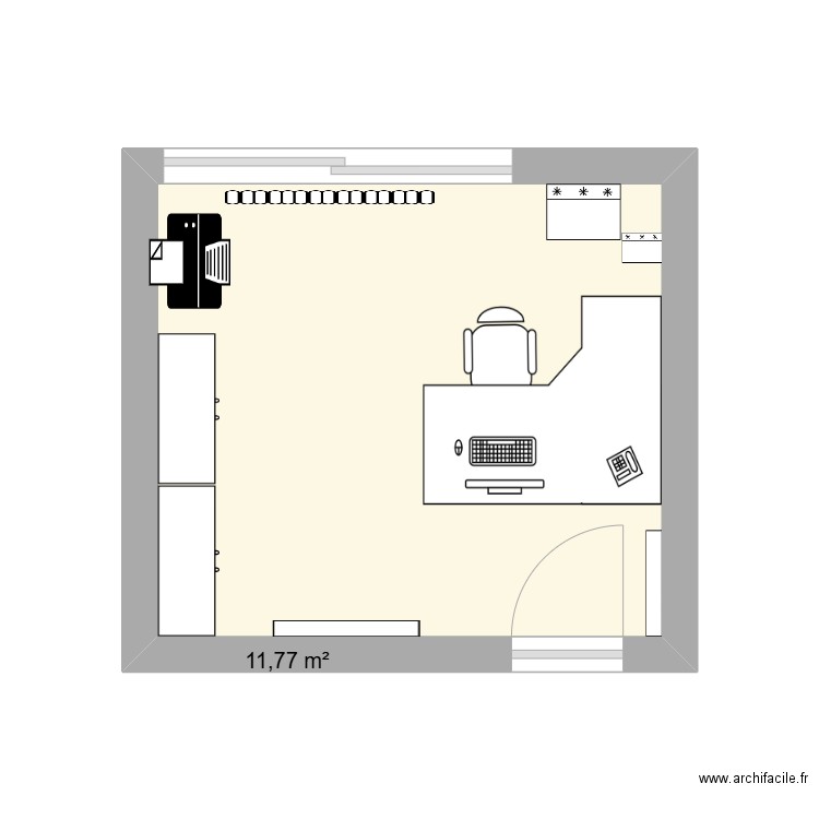 bureau éducateur projet administratif. Plan de 1 pièce et 12 m2