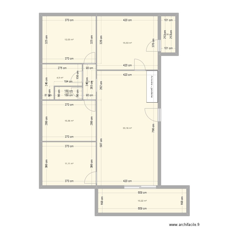 Appartement Louis Coirard. Plan de 10 pièces et 104 m2