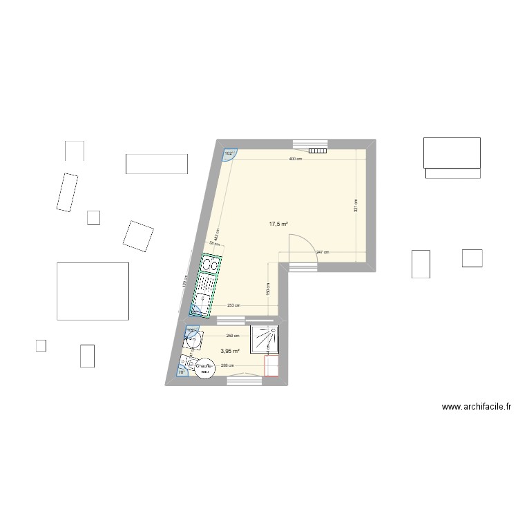 STUDIO DAMMARTIN 4. Plan de 2 pièces et 21 m2