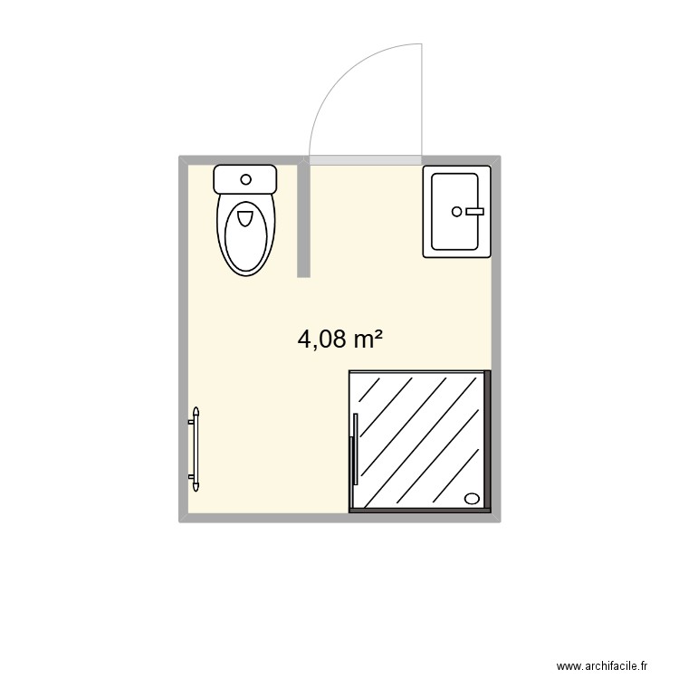 Salle de bain. Plan de 1 pièce et 4 m2