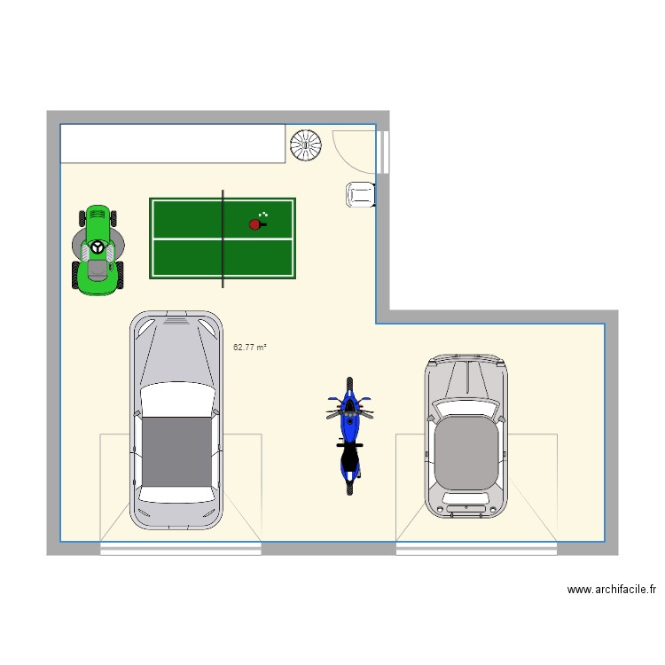 garage. Plan de 1 pièce et 63 m2