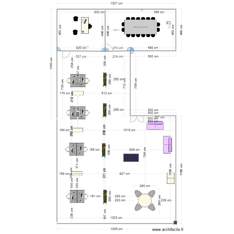 bureau open space . Plan de 1 pièce et 59 m2