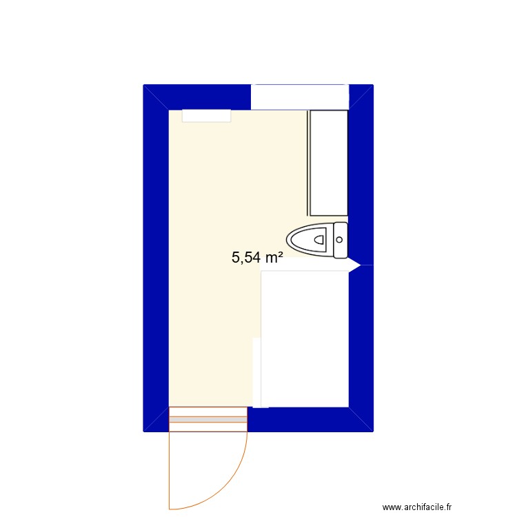 sdb1. Plan de 1 pièce et 6 m2