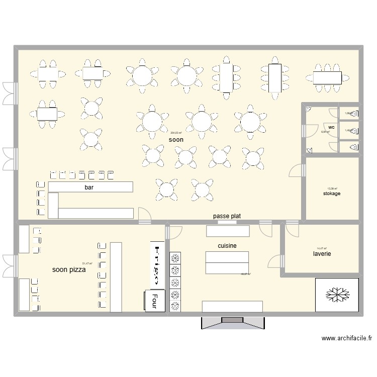 soon pizza 1. Plan de 8 pièces et 342 m2