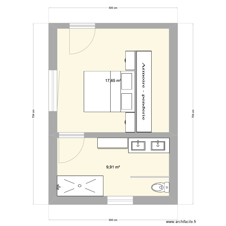 Plan V3. Plan de 2 pièces et 28 m2