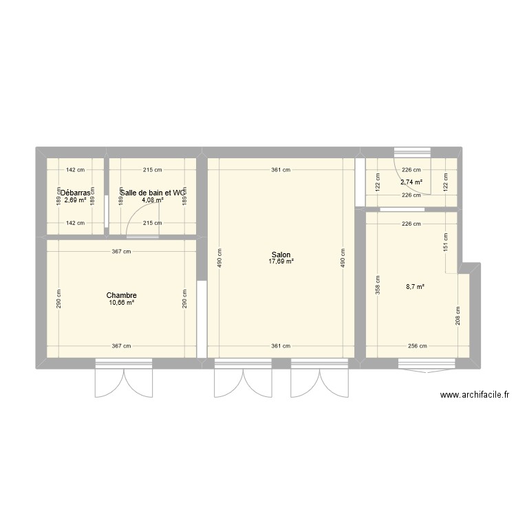 ISA 1. Plan de 6 pièces et 47 m2