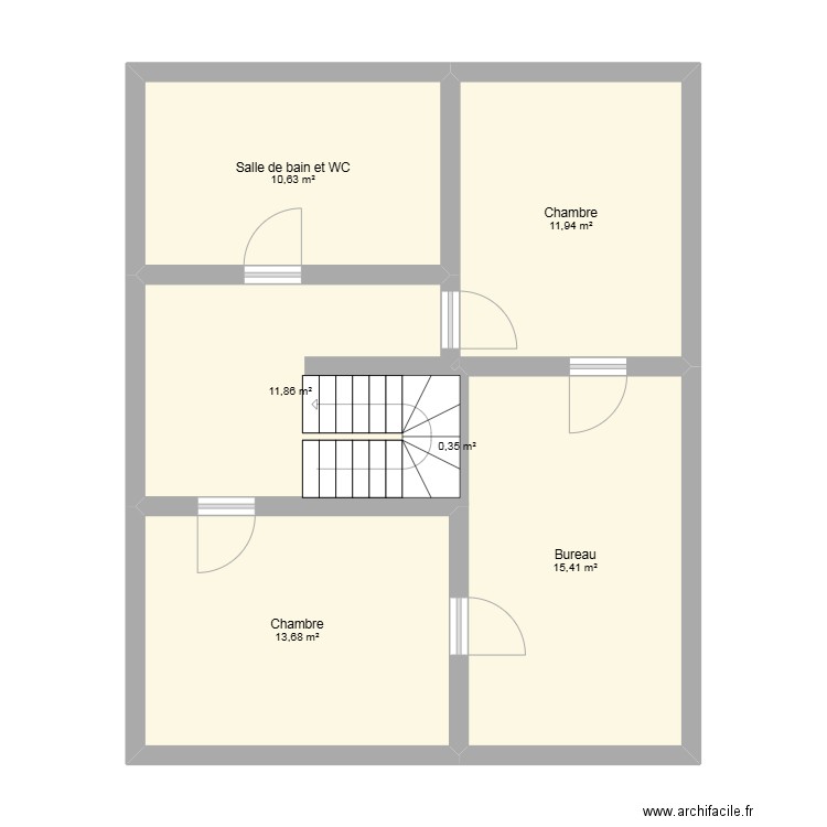 Soleil Etage 1 OK. Plan de 6 pièces et 64 m2