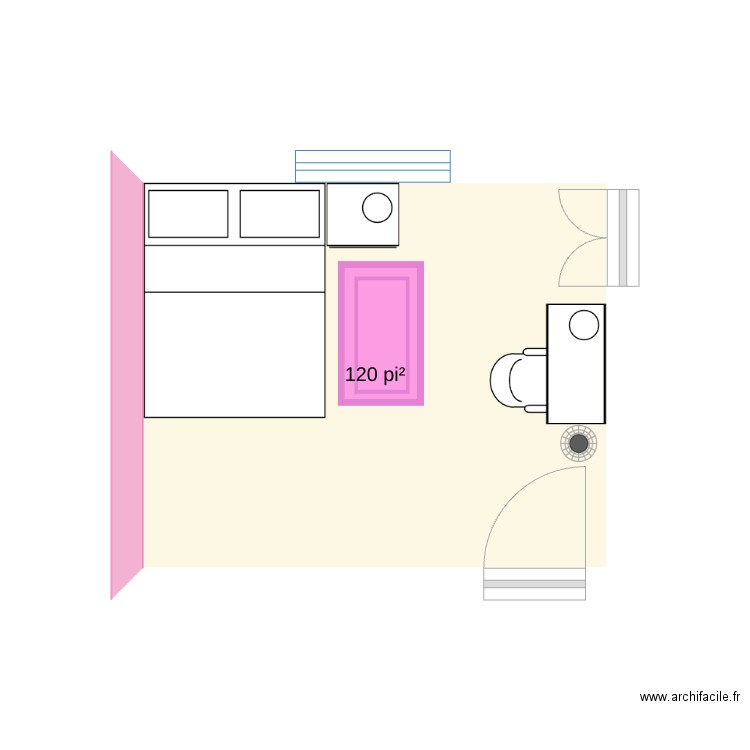 chambre. Plan de 1 pièce et 11 m2