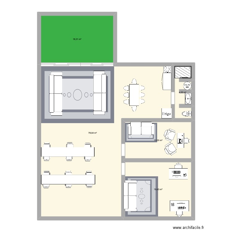 bureau Bagnolet. Plan de 5 pièces et 133 m2