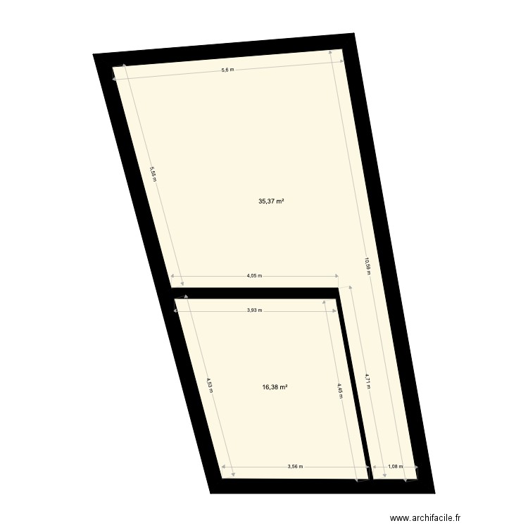 etage cousin 89 2. Plan de 2 pièces et 52 m2