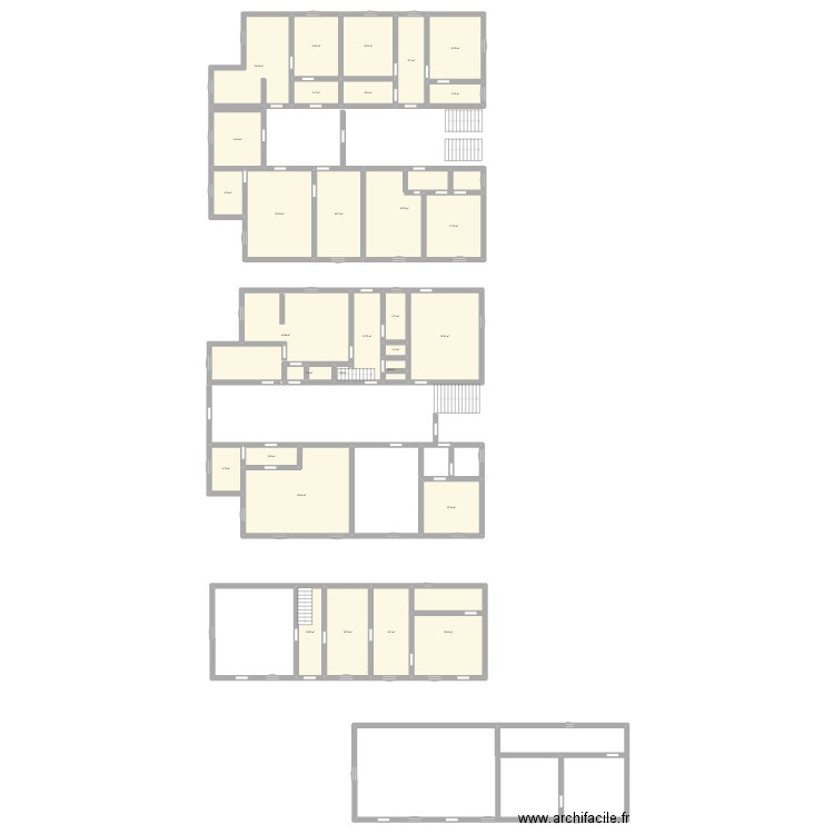 RDC étage Presbytère. Plan de 30 pièces et 458 m2