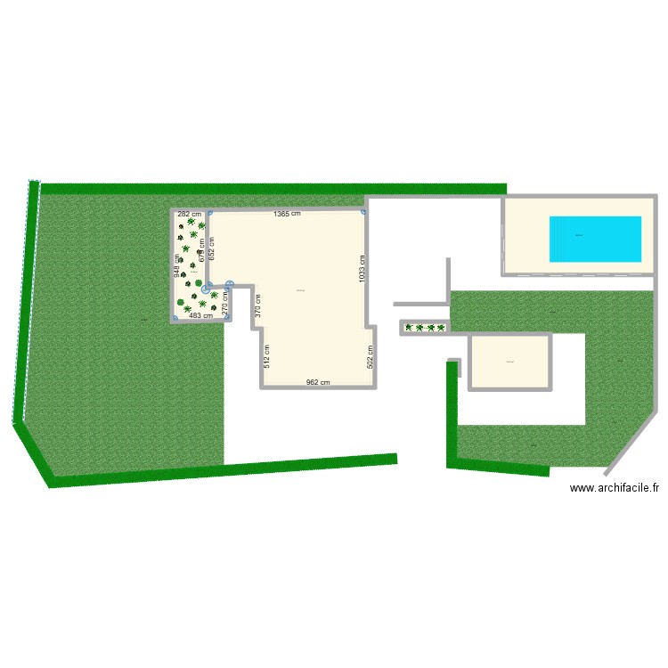 projet piscine. Plan de 5 pièces et 326 m2