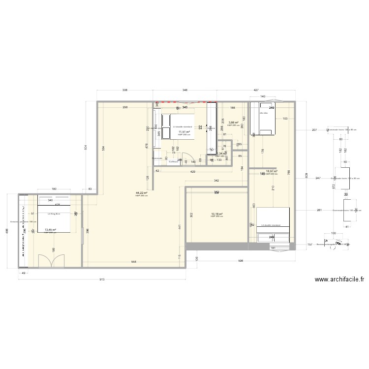 villeneuve. Plan de 7 pièces et 104 m2