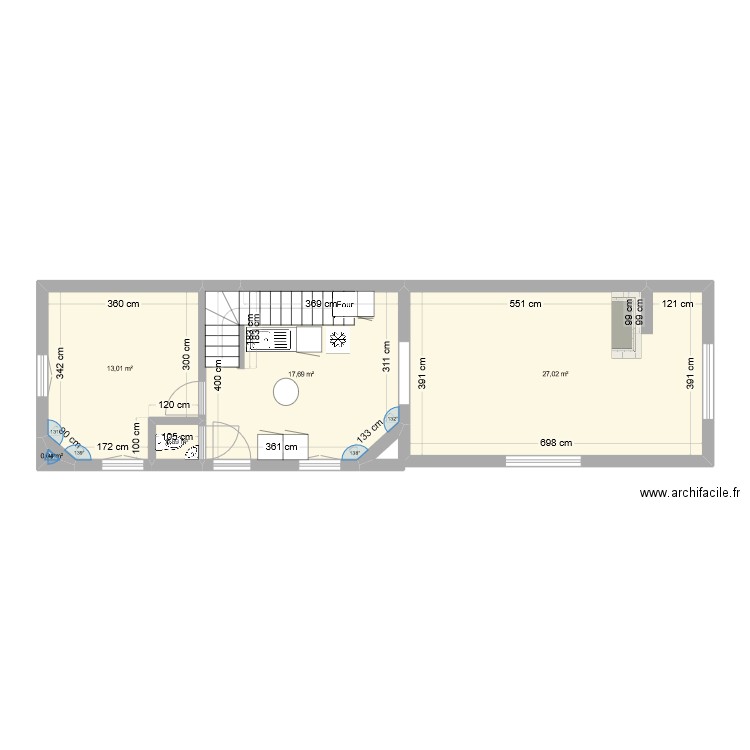 Maison CF. Plan de 5 pièces et 59 m2