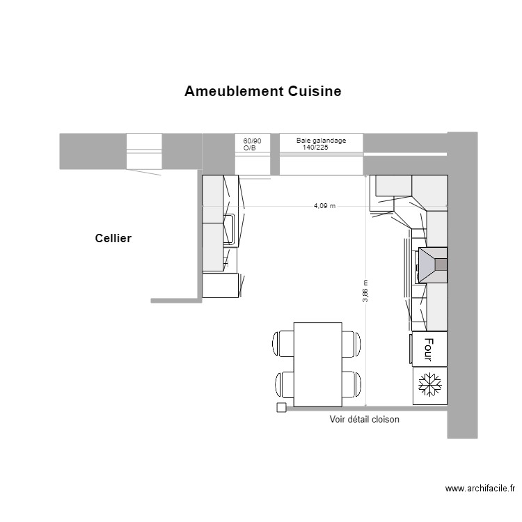 Ameublement cuisine. Plan de 0 pièce et 0 m2