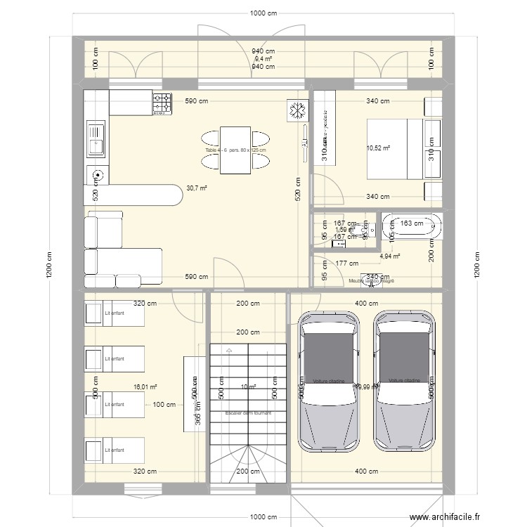 2البحر. Plan de 8 pièces et 103 m2