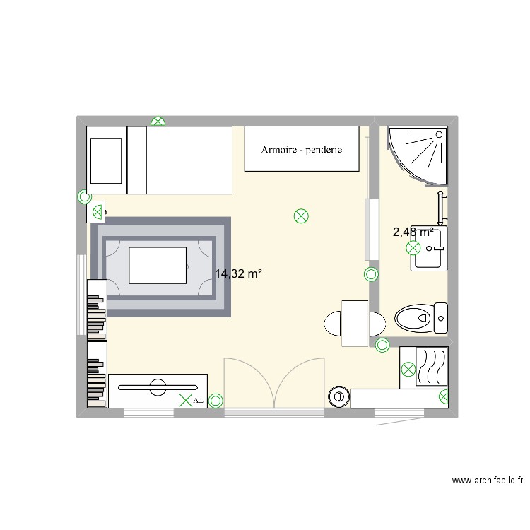 Chalet. Plan de 2 pièces et 17 m2