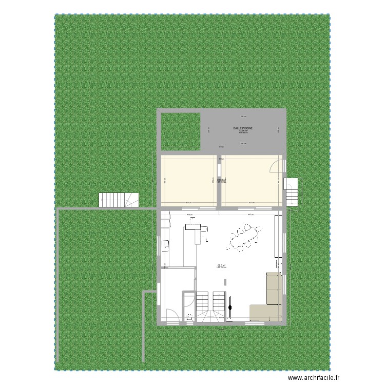 Terrasse . Plan de 3 pièces et 112 m2