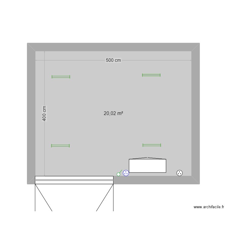 garage. Plan de 1 pièce et 20 m2