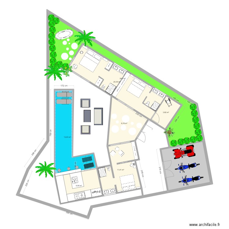 Maison Bali . Plan de 8 pièces et 103 m2