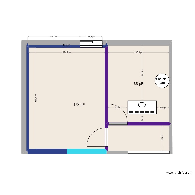 Jessica Lefèbvre. Plan de 3 pièces et 24 m2