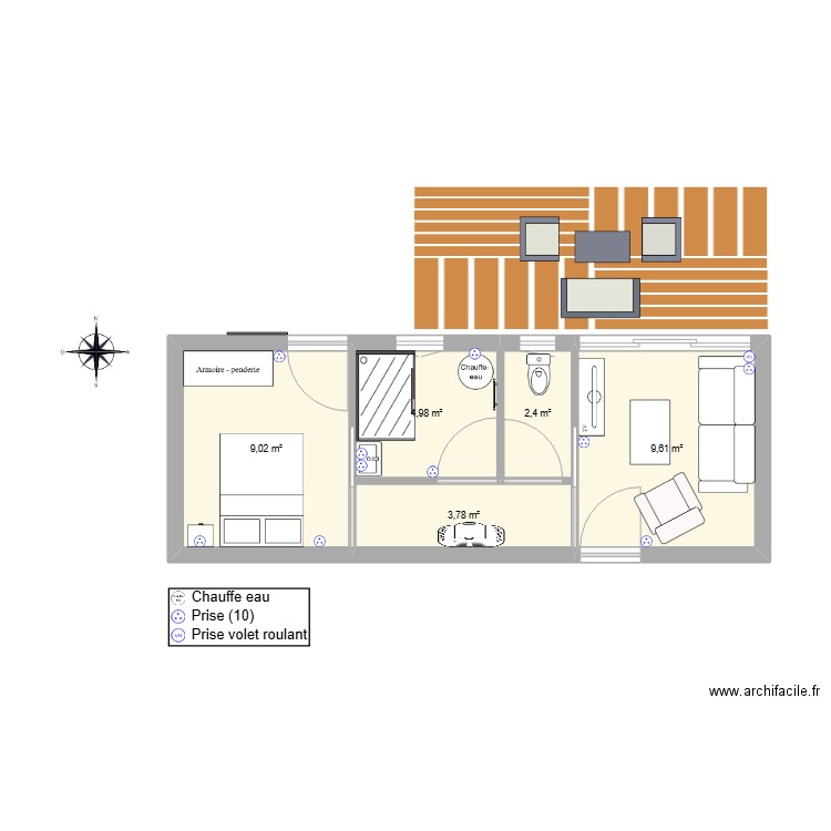 Agrandissement. Plan de 5 pièces et 30 m2