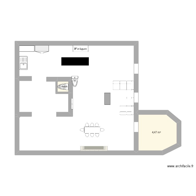 Maison . Plan de 2 pièces et 5 m2