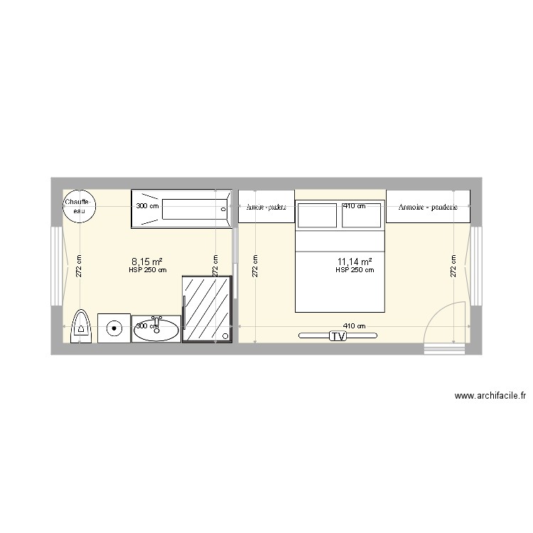 Ex garage. Plan de 2 pièces et 19 m2