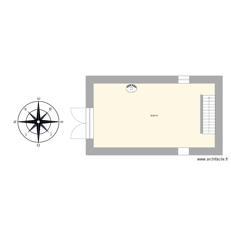 Esquiou Niveau 1. Plan de 1 pièce et 53 m2