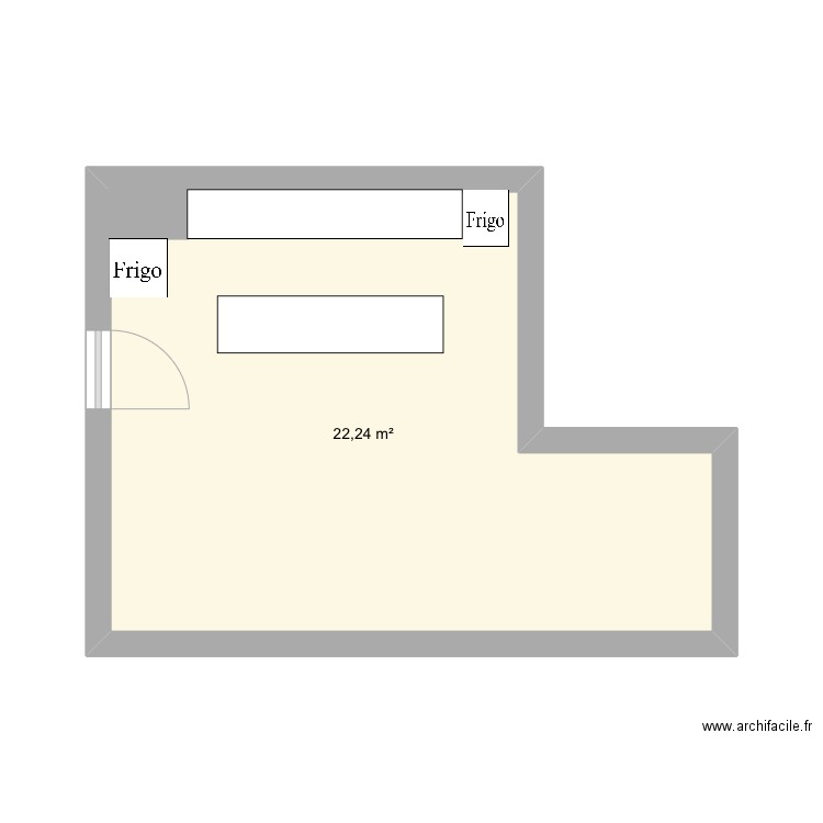 Rdc . Plan de 1 pièce et 22 m2