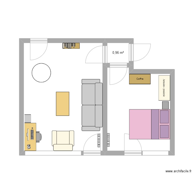 appart. Plan de 3 pièces et 30 m2