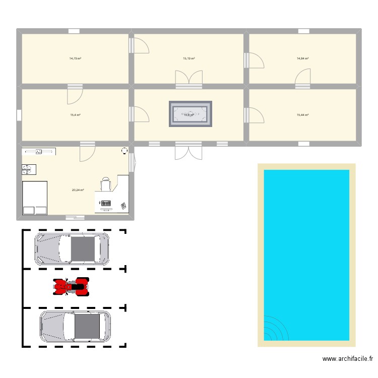 bhueycuejh. Plan de 7 pièces et 112 m2