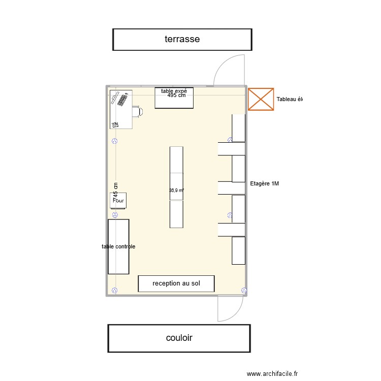 nouveau lab. Plan de 1 pièce et 37 m2