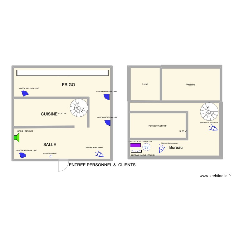 PLAN INTRUSION VIDEOSURVEILLANCE & INTRUSION . Plan de 5 pièces et 96 m2