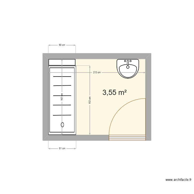 Plan actuel. Plan de 1 pièce et 4 m2