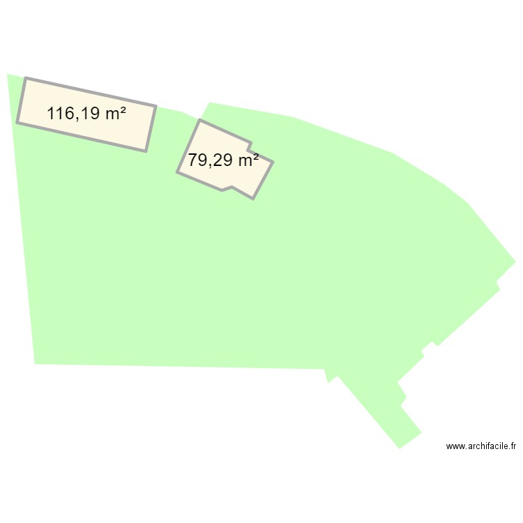 Jardin Maison Principale. Plan de 2 pièces et 195 m2