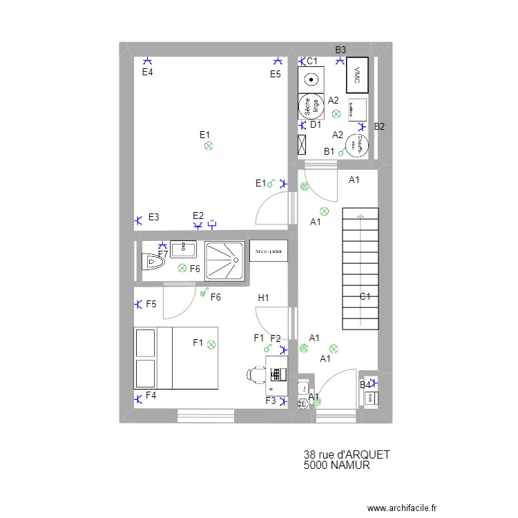   Arquet rez. Plan de 7 pièces et 16 m2