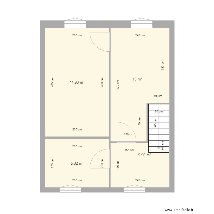 Mélanie étage. Plan de 4 pièces et 33 m2