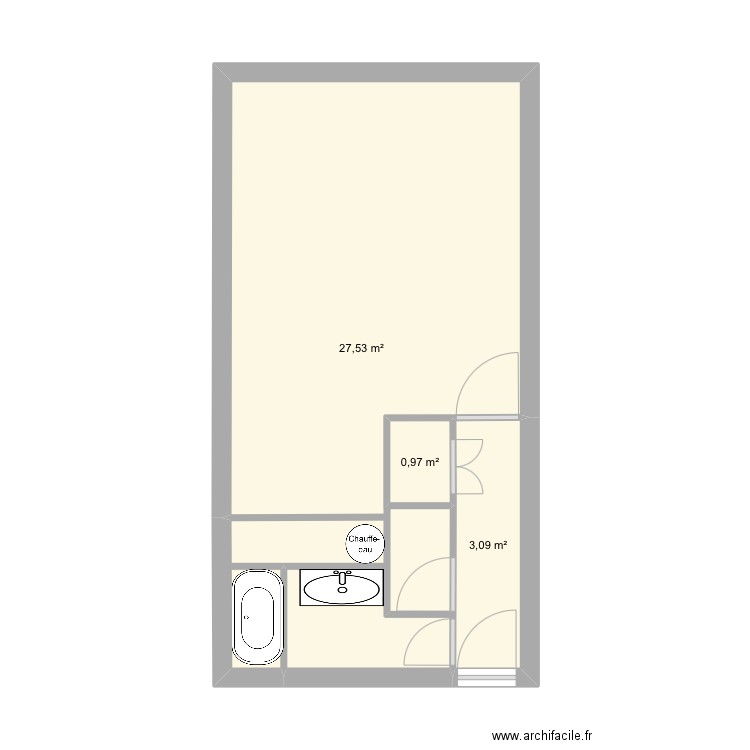 Plan1. Plan de 3 pièces et 32 m2