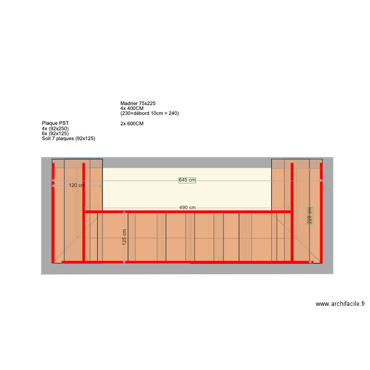 COUR. Plan de 1 pièce et 15 m2