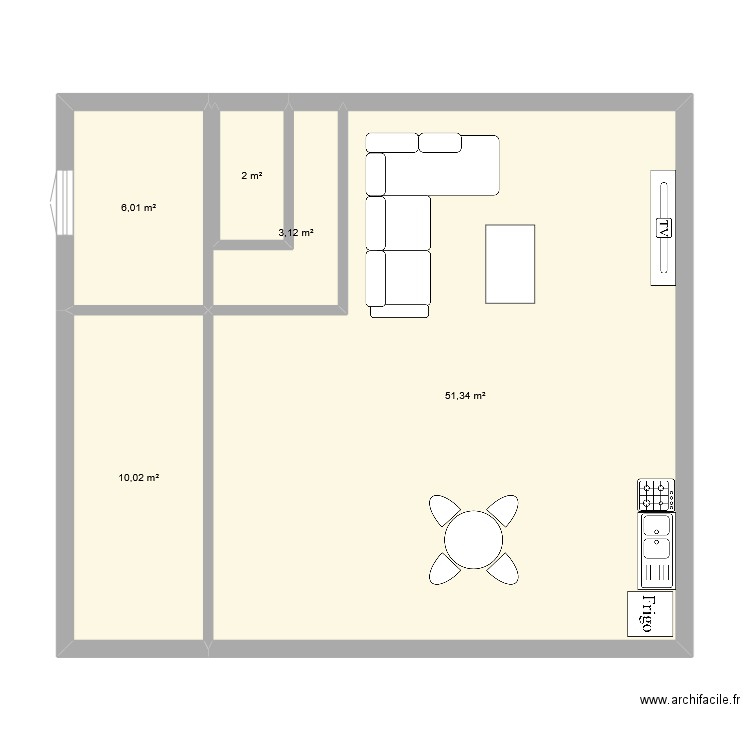 20/12/24. Plan de 5 pièces et 72 m2