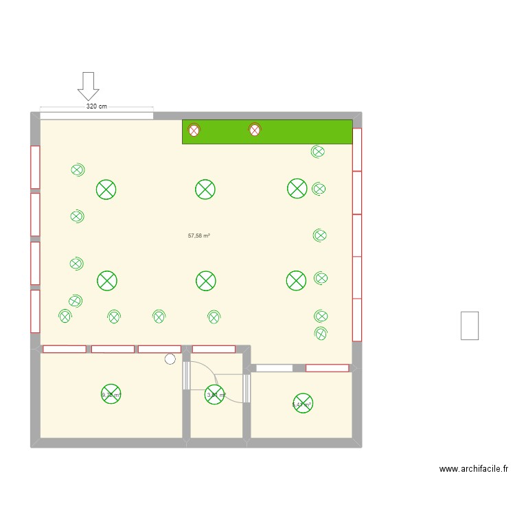 Plan lumieres. Plan de 4 pièces et 76 m2