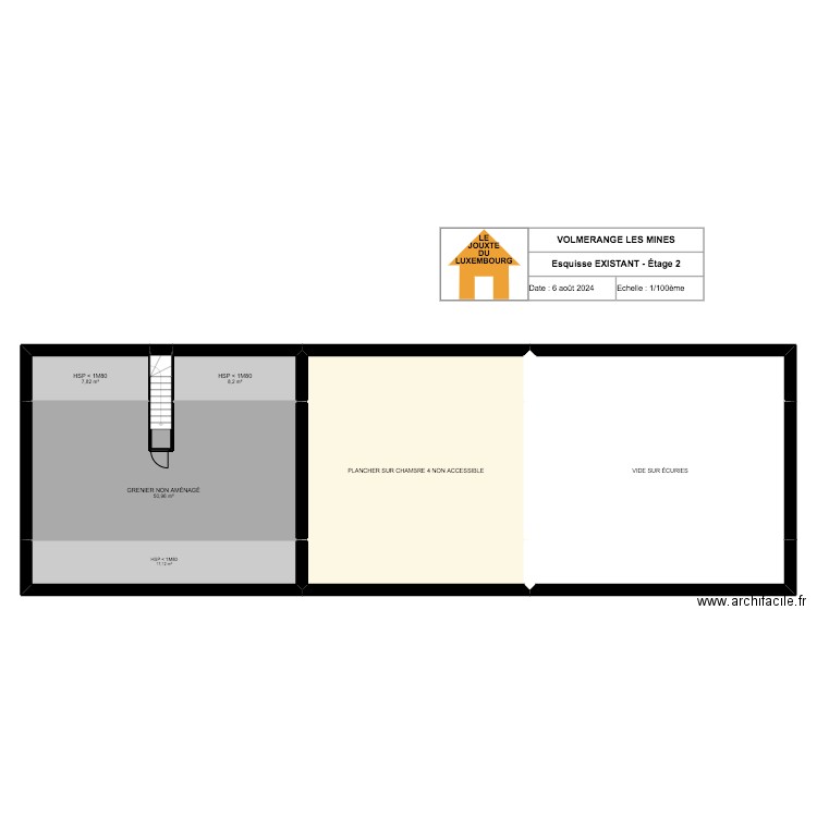 VOLMERANGE LES MINES - EXISTANT - ÉTAGE 2. Plan de 11 pièces et 241 m2