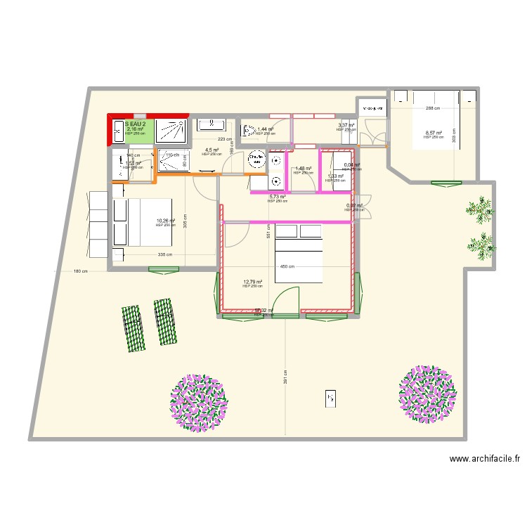 la chaumiere 2024. Plan de 14 pièces et 151 m2