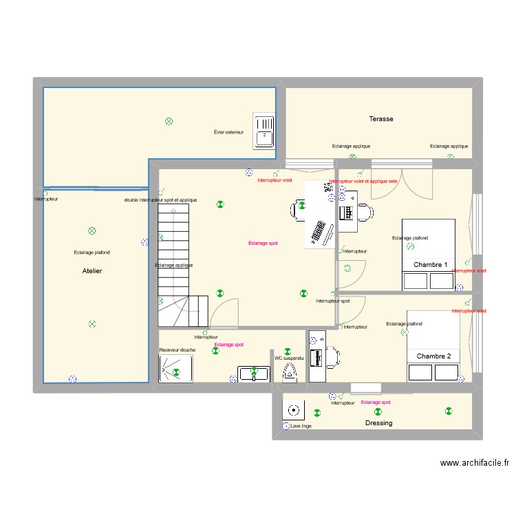 PLan leila. Plan de 6 pièces et 86 m2