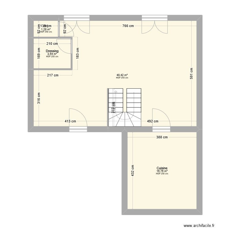 Niveau R+0 - modifié. Plan de 4 pièces et 70 m2