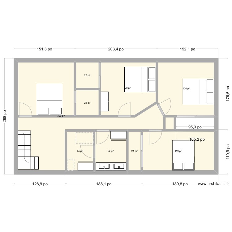 Haut Des rosiers . Plan de 9 pièces et 77 m2