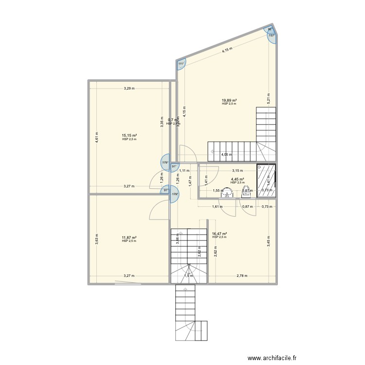 Appartement La Baule5. Plan de 6 pièces et 69 m2