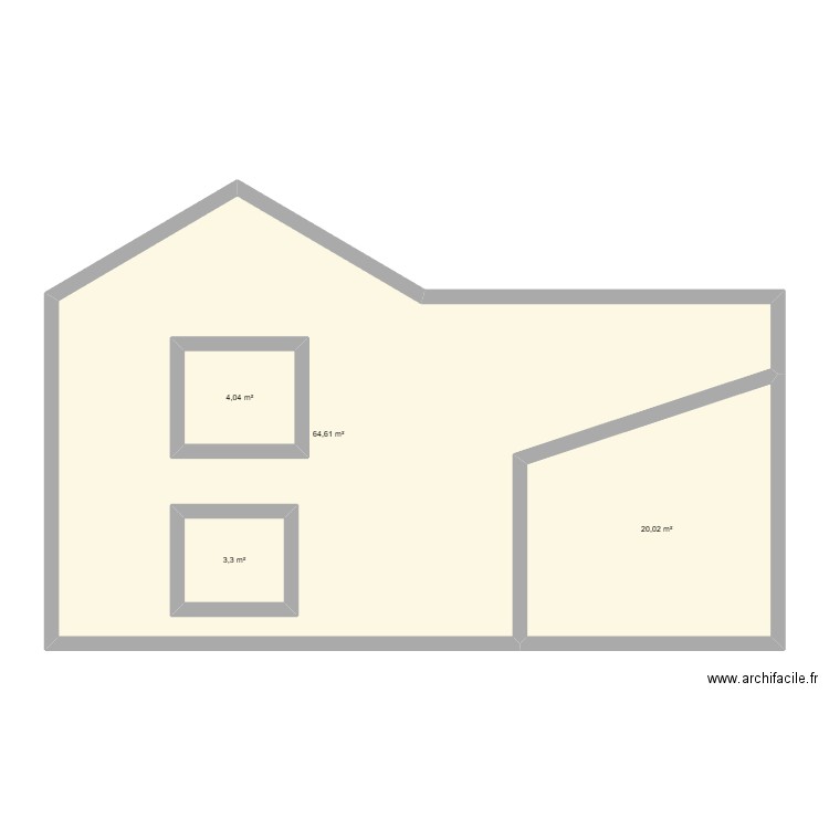 facade. Plan de 4 pièces et 104 m2